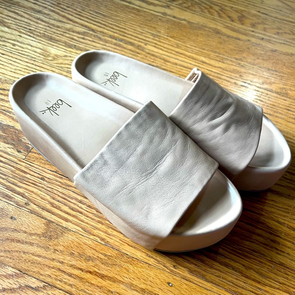 Beek white leather slider sandals